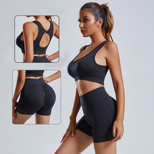 2PCS Women’s Yoga Set Vest Shorts High-Waist Fitness Sportswear