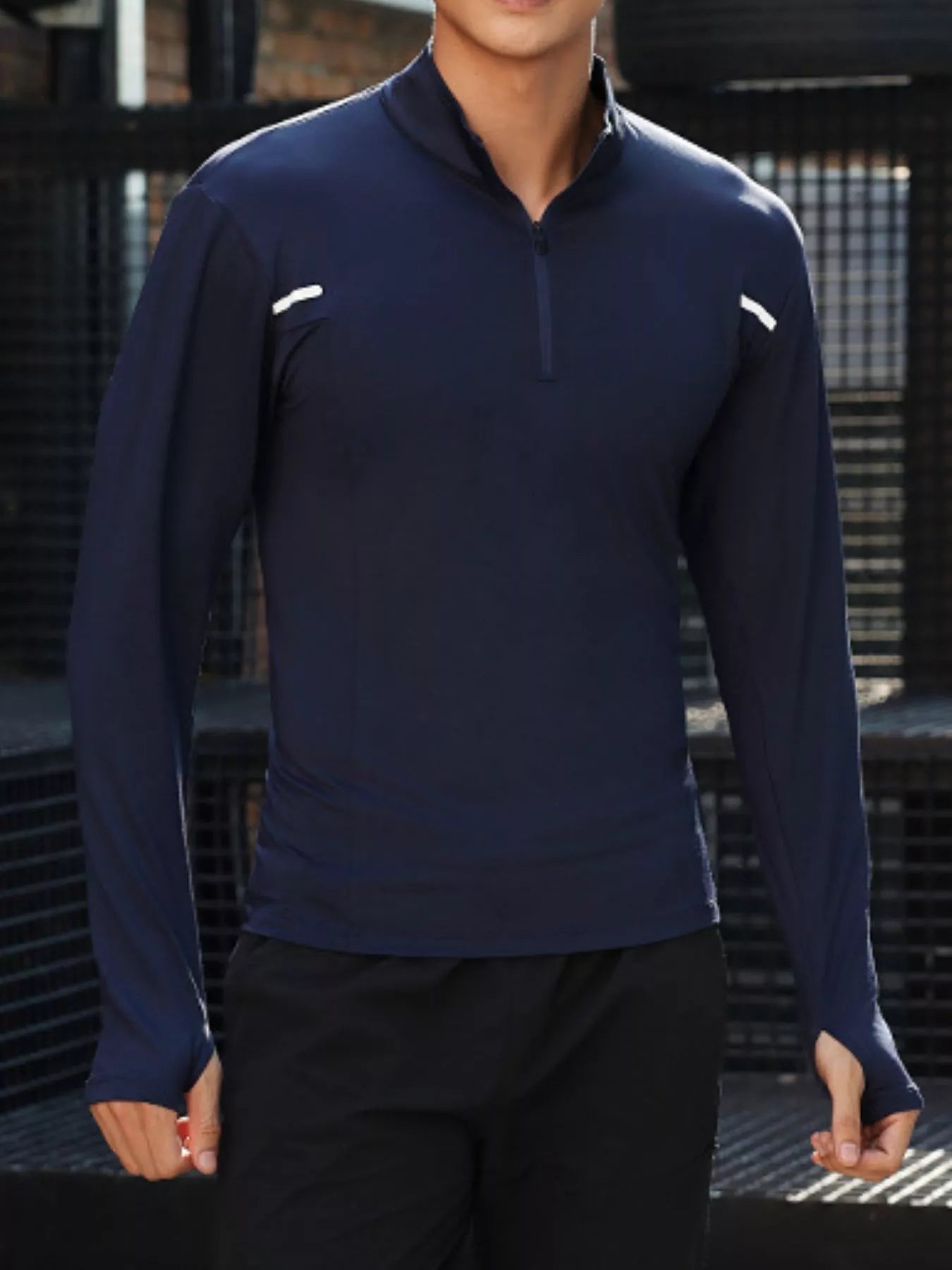 Men's Plus Size Quarter Zip Long Sleeve Active T-Shirt
