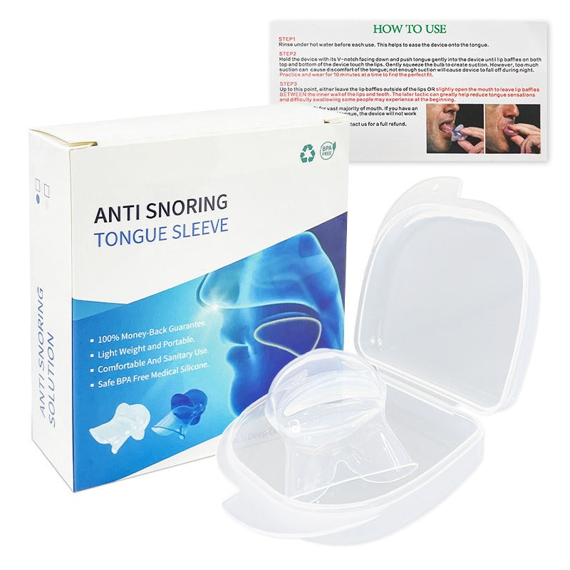 Anti-Snoring Tongue Sleeve Silicone Device Sleep Respirator Apparatus