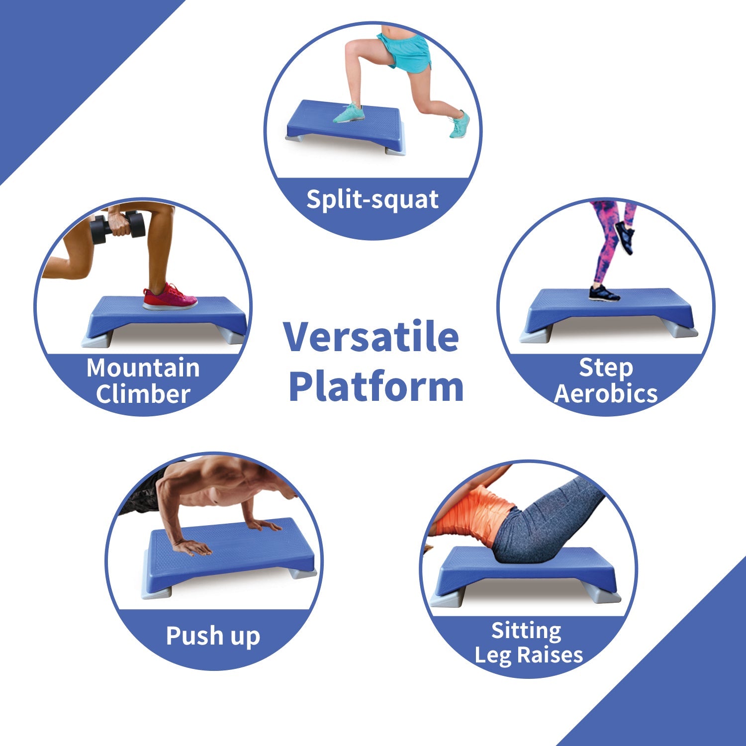 Adjustable Blue Aerobics Step Platform Trainer