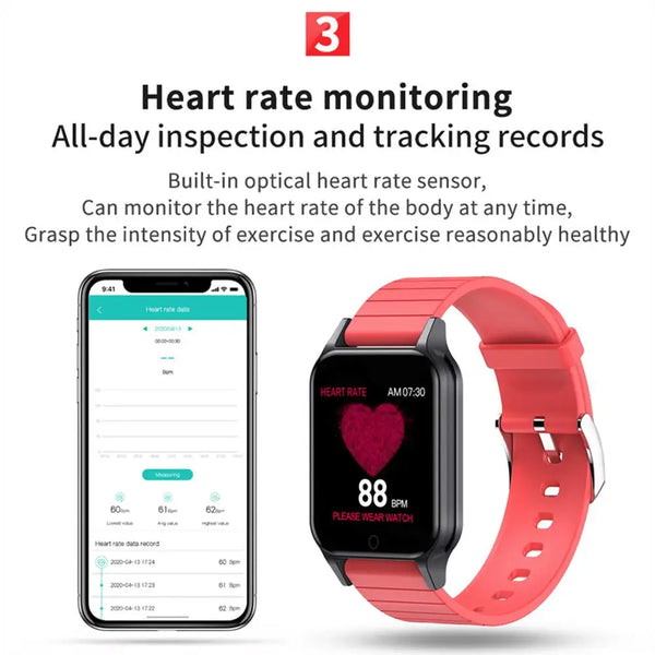 T96 Smart Watch Body Temperature Heart Rate Blood Pressure Tracker