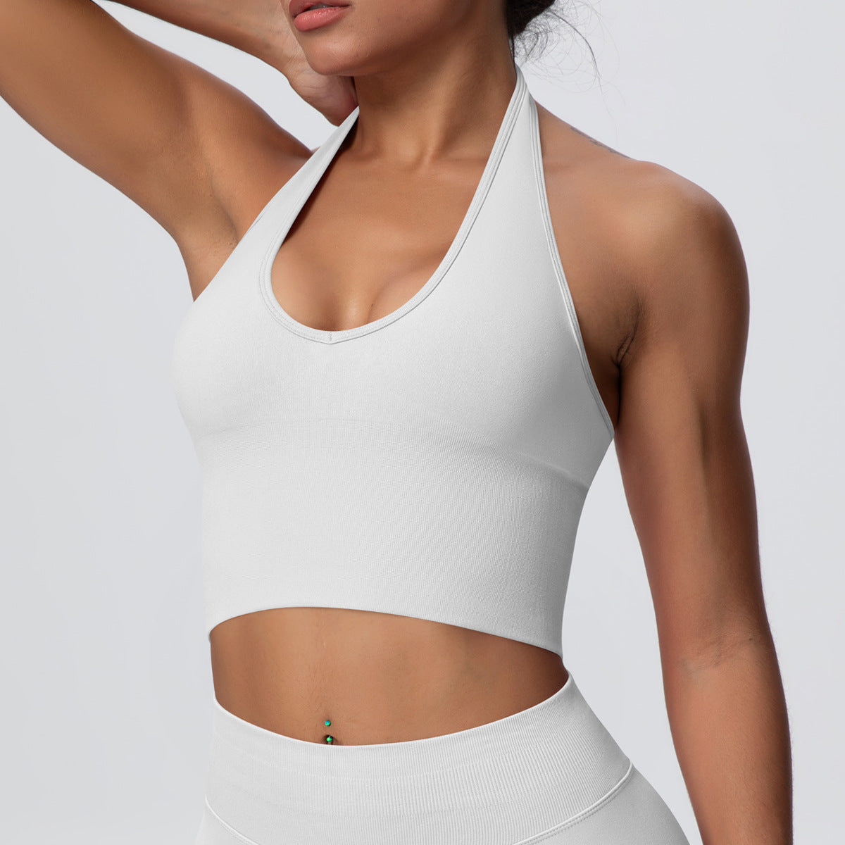 Solid Color Sports Bra Back Shaping Knitted Halter Vest