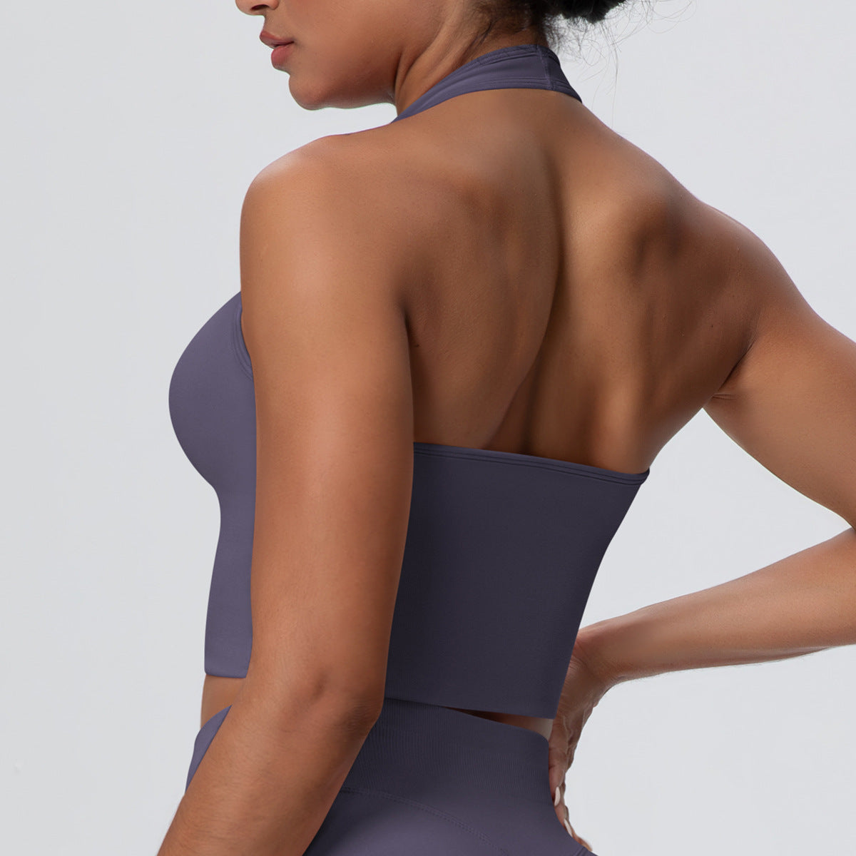 Solid Color Sports Bra Back Shaping Knitted Halter Vest