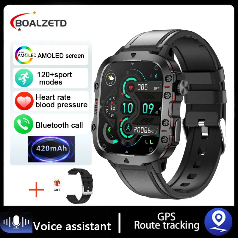 2024 Military Smart Watch Men Outdoor Fitness Health Tracker