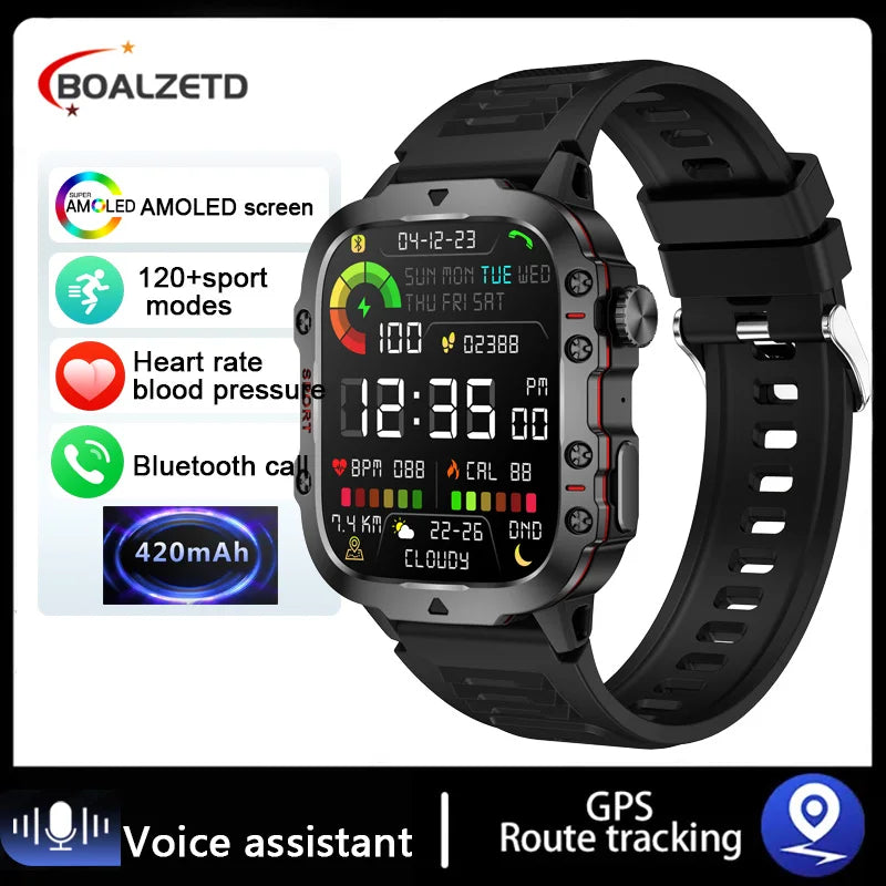 2024 Military Smart Watch Men Outdoor Fitness Health Tracker