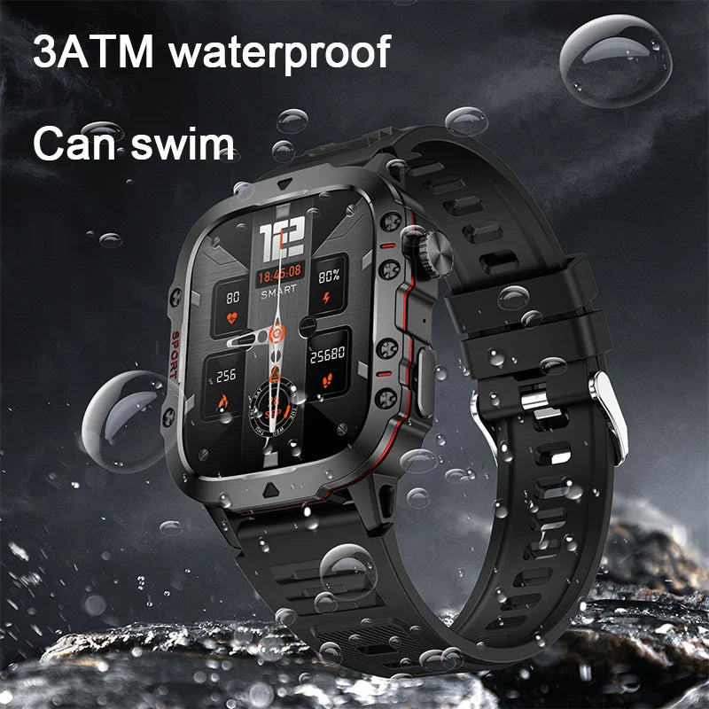 2024 Military Smart Watch Men Outdoor Fitness Health Tracker