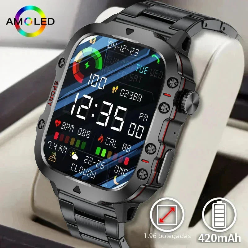 2024 Military Smart Watch Men Outdoor Fitness Health Tracker