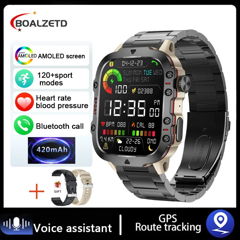 2024 Military Smart Watch Men Outdoor Fitness Health Tracker