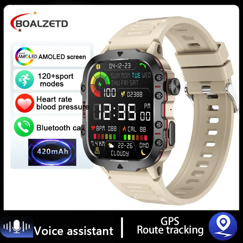 2024 Military Smart Watch Men Outdoor Fitness Health Tracker