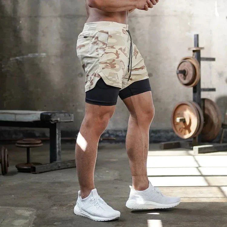Camo 2-in-1 Quick-Dry Men’s Running Gym Shorts