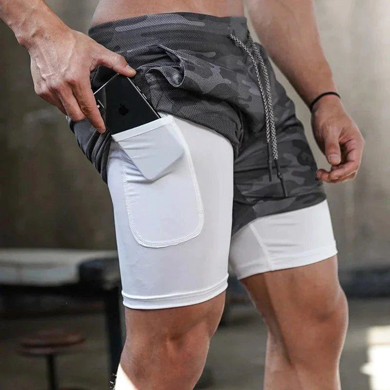 Camo 2-in-1 Quick-Dry Men’s Running Gym Shorts