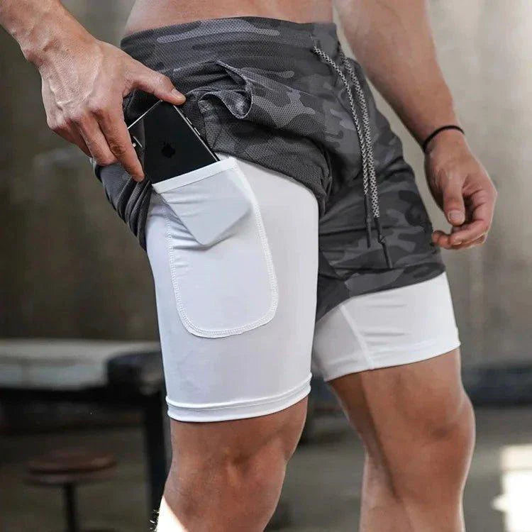 Camo 2-in-1 Quick-Dry Men’s Running Gym Shorts