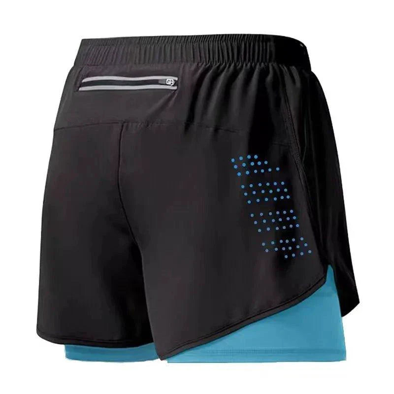 Men’s Quick-Drying Black Running Shorts Double Layer Workout Training