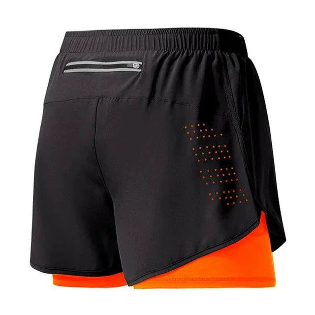 Men’s Quick-Drying Black Running Shorts Double Layer Workout Training