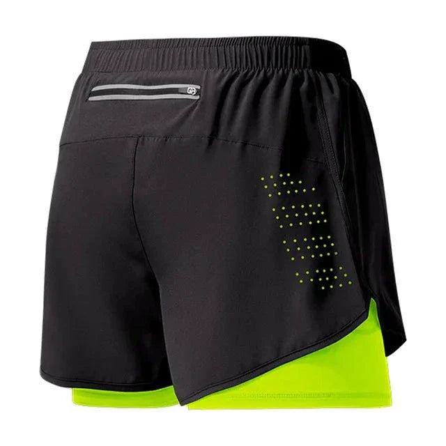 Men’s Quick-Drying Black Running Shorts Double Layer Workout Training