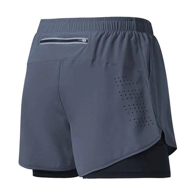 Men’s Quick-Drying Black Running Shorts Double Layer Workout Training